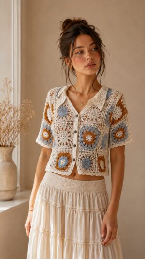 #YY25512-2 Cardigan Tejido Flores