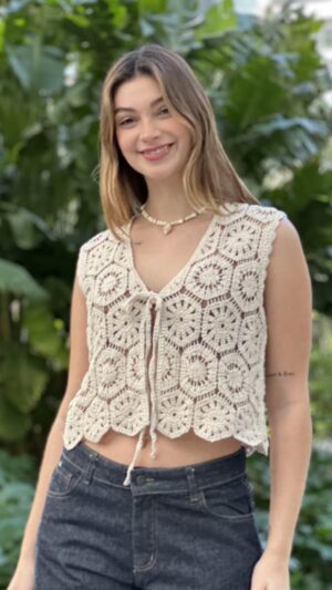 #YY-12 Chaleco Tejido p/atar