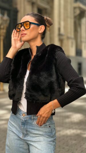 SM3 Campera Knit Efecto piel