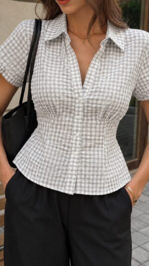 H652 - Camisa entallada cuadrille